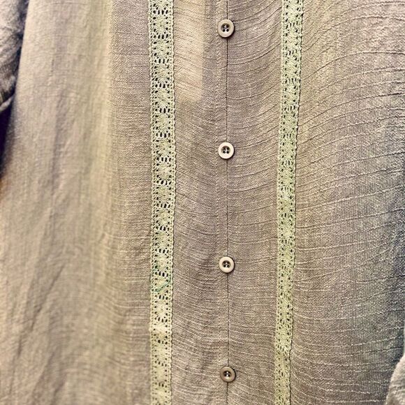 Boho Tassel Tie Neck 3/4” Sleeve Crochet Panel Casual Tunic Top NEW - Picture 2 of 4